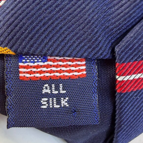 Gitman Bros.Navy Silk Patterned Tie With Eagle & Stripe Design - Picture 3 of 8